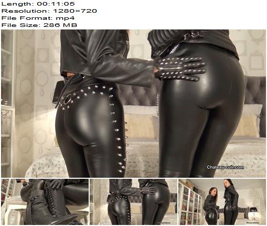 Queens of Kink  Leather ass and cameltoe worship  Fetish Liza and Nomi Melone preview