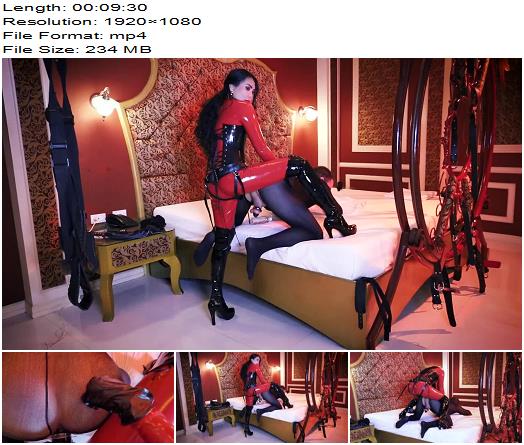 Domina Fire  In Latex Pegging With Huge Strapon preview