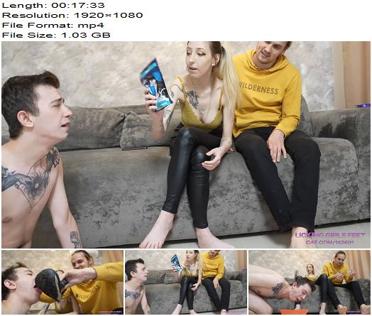 Licking Girls Feet  AVRIL and SAM  Its a hard life for a pathetic cuckold preview