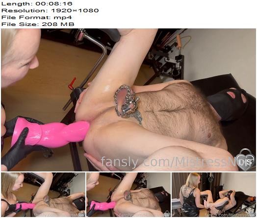 Mistress Noir  Slave gets his ass destroyes with a HUGE pink dildo preview